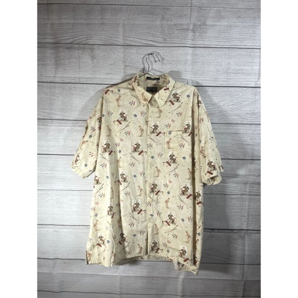 The Saturday Evening Post Men's 2XLT Golf Print Short Sleeve Button Up Shirt - Picture 2 of 5